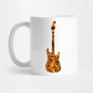 Yellow Flame Guitar Silhouette on Black Mug